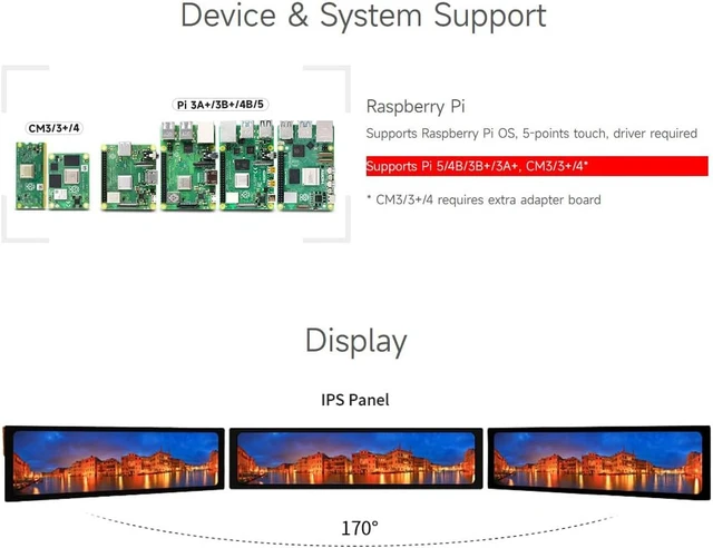 Alt view image 4 of 7 - waveshare 11.9inch Capacitive Touch Display Compatible with Raspberry Pi 5/4B/3B/Zero/Zero W/Zero 2W/Pico/Pico W/Pico WH, 320×1480 Resolution IPS DSI Interface