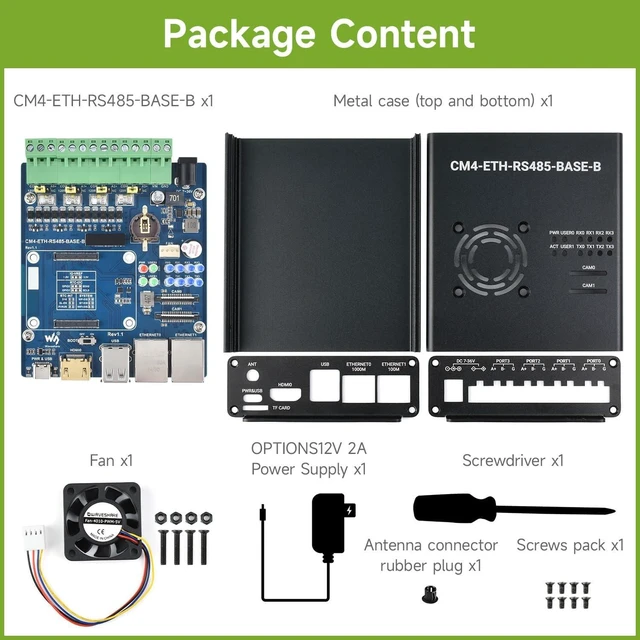 Alt view image 2 of 7 - Waveshare Dual ETH Mini-Computer for Raspberry Pi Compute Module 4 (NOT Included) Giga-bit Etherne 4CH Isolated RS485 with USB2.0