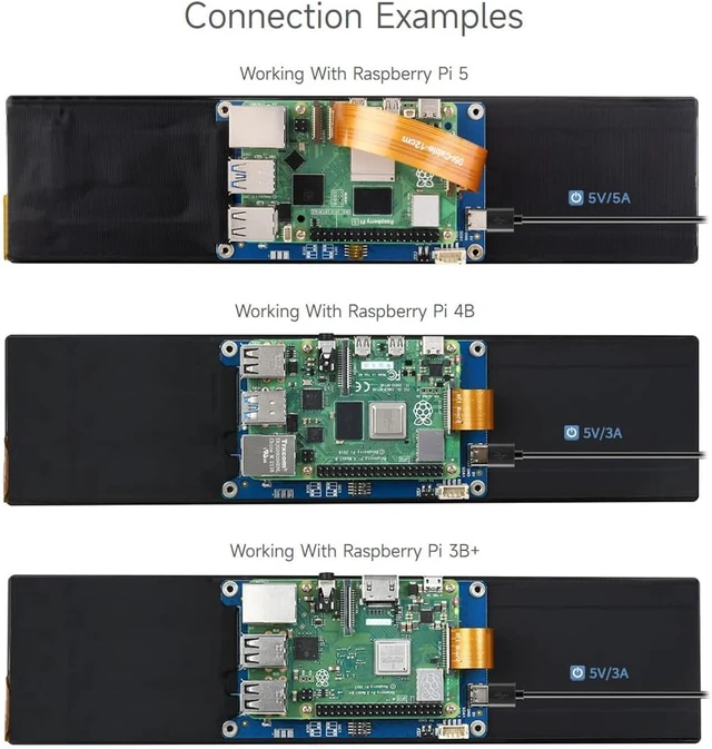 Alt view image 5 of 7 - waveshare 11.9inch Capacitive Touch Display Compatible with Raspberry Pi 5/4B/3B/Zero/Zero W/Zero 2W/Pico/Pico W/Pico WH, 320×1480 Resolution IPS DSI Interface