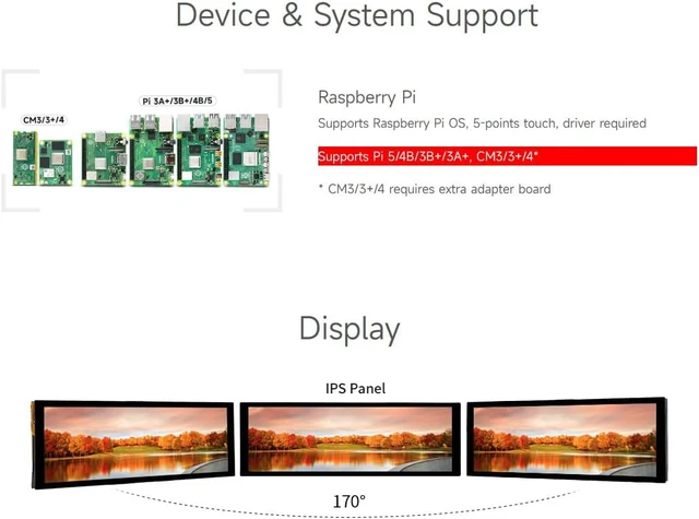 Alt view image 4 of 7 - waveshare 7.9inch Capacitive Touch Display Compatible with Raspberry Pi 5/4B/3B+/3A+/CM3/3+/4 400×1280 Resolution IPS DSI Interface