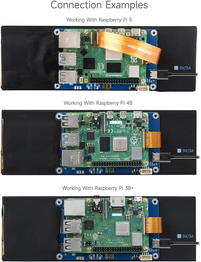 Alt view image 5 of 7 - waveshare 7.9inch Capacitive Touch Display Compatible with Raspberry Pi 5/4B/3B+/3A+/CM3/3+/4 400×1280 Resolution IPS DSI Interface