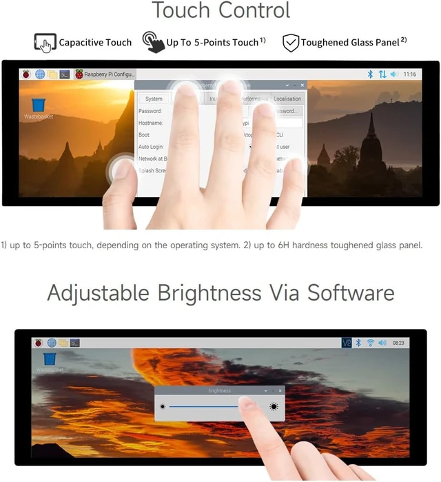 Alt view image 6 of 7 - waveshare 7.9inch Capacitive Touch Display Compatible with Raspberry Pi 5/4B/3B+/3A+/CM3/3+/4 400×1280 Resolution IPS DSI Interface