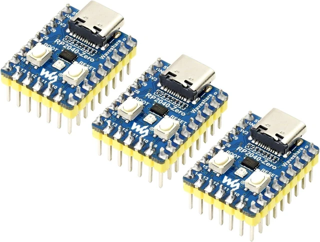 Main image of Waveshare RP2040-Zero with Pre-soldered Header High-Performance Pico-Like MCU Board Based On Raspberry Pi Microcontroller RP2040 Castellated Module Allows Soldering Direct to Carrier Boards-3pcs