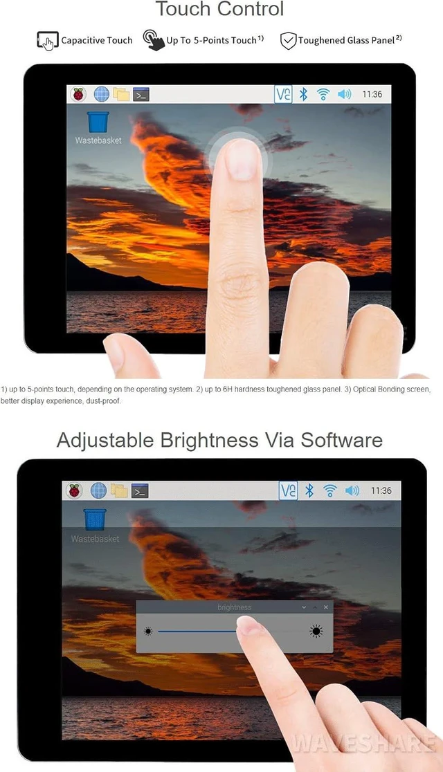 Alt view image 4 of 6 - waveshare 2.8inch Capacitive Touch Display Compatible with Raspberry Pi 5/4B/3B+/3A+/CM3+/4 480×640 Resolution DSI Interface IPS Optical Bonding Screen