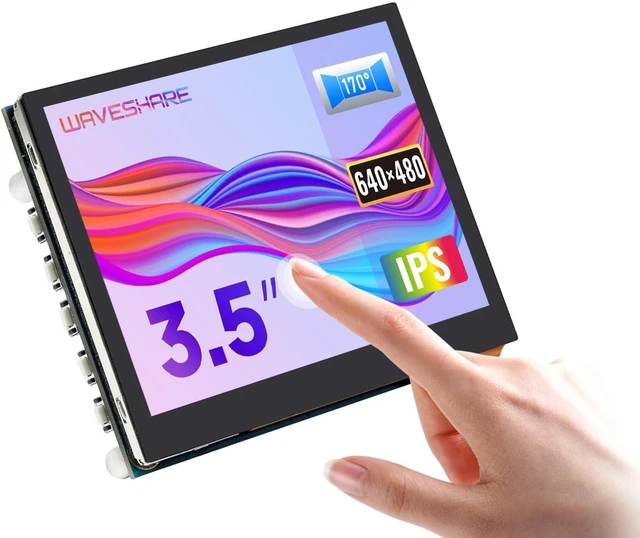 Main image of waveshare 3.5inch HDMI LCD, Compatible with Raspberry Pi 5/4B/3B/Zero/Zero W/Zero 2W/Pico/Pico W/Pico WH, Capacitive Touch IPS LCD Display, 640×480, Audio Jack