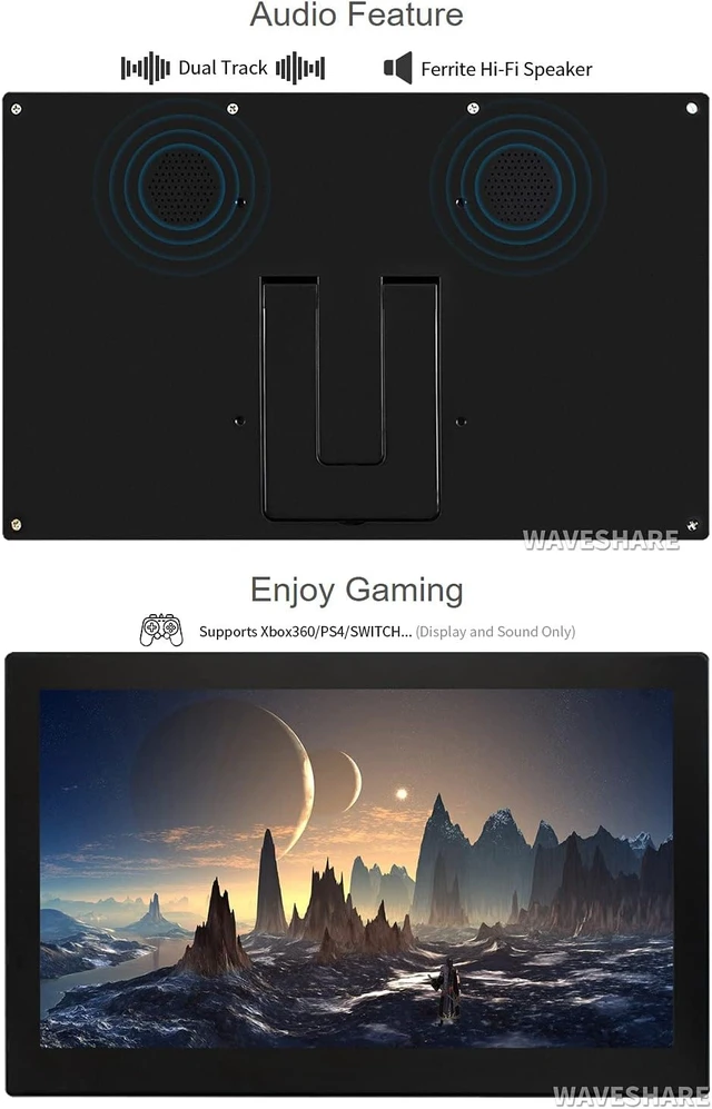 Alt view image 6 of 7 - waveshare 13.3inch Capacitive Touch Screen LCD V2 with Case Compatible with Raspberry Pi 4B/3B+/3A+/2B/B+/A+/Zero/Zero W/WH/Zero 2W CM3+/4 1920×1080 Resolution HDMI IPS Supports Jetson Nano/Windows