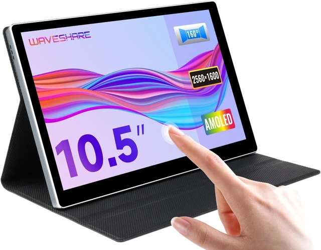 Main image of Waveshare 10.5inch Capacitive Touch AMOLED Compatible with Raspberry Pi 4B/3B+/3A+/2B/B+/A+/Zero/Zero W/WH/Zero 2W CM3+/4 HDMI Port 2560×1600 2K Resolution Supports Jetson Nano/Windows