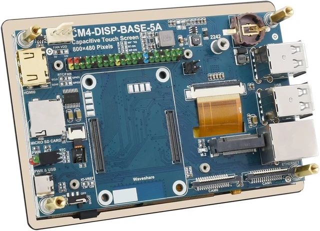 Alt view image 2 of 7 - Waveshare 5 Touch Screen Expansion for Raspberry Pi Compute Module 4 800×480 Pixels Display Supports 4K (3840 * 2160) 30fps Output via HDMI Port