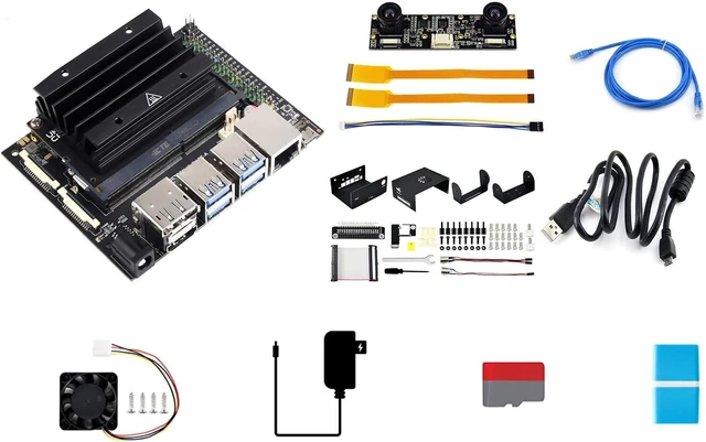 Main image of Waveshare Jetson Nano Development/Expansion Kit Alternative Solution of B01-Kit E Includes Jetson-IO-Base-A+Nano Module+Heatsink+Aluminum Alloy Case+Cables+Camera+Cooling Fan+Power Adapter(11 Items)