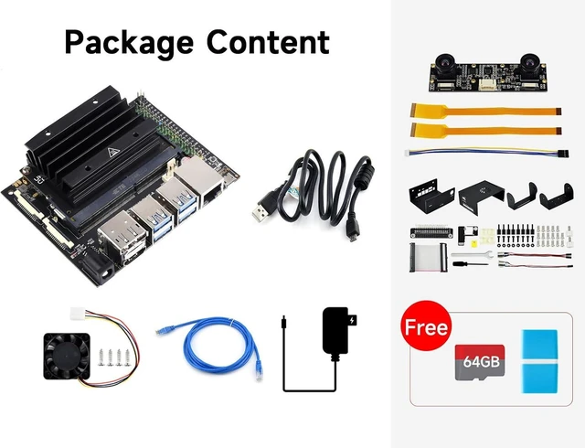 Alt view image 2 of 7 - Waveshare Jetson Nano Development/Expansion Kit Alternative Solution of B01-Kit E Includes Jetson-IO-Base-A+Nano Module+Heatsink+Aluminum Alloy Case+Cables+Camera+Cooling Fan+Power Adapter(11 Items)