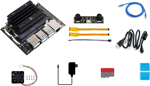 Main image of Waveshare Jetson Nano Development/Expansion Kit Alternative Solution of B01-Kit D Includes Jetson-IO-Base-A+Nano Module+Heatsink+Cables+Camera+Cooling Fan+Power Adapter(10 Items)