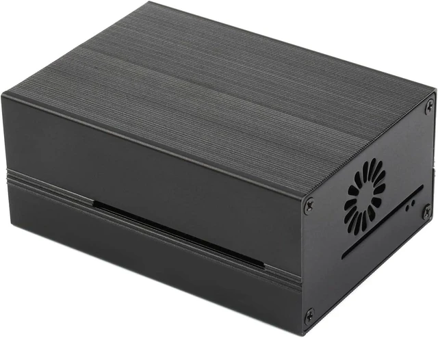 Main image of Waveshare Stripe Aluminum Cooling Case for Raspberry Pi 4 Built-in Active Radiator with Fins