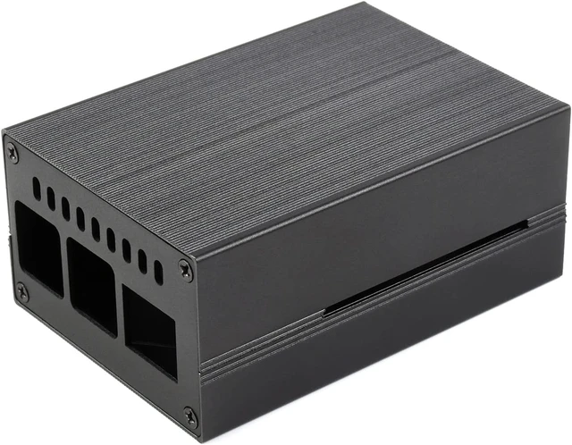 Alt view image 3 of 7 - Waveshare Stripe Aluminum Cooling Case for Raspberry Pi 4 Built-in Active Radiator with Fins