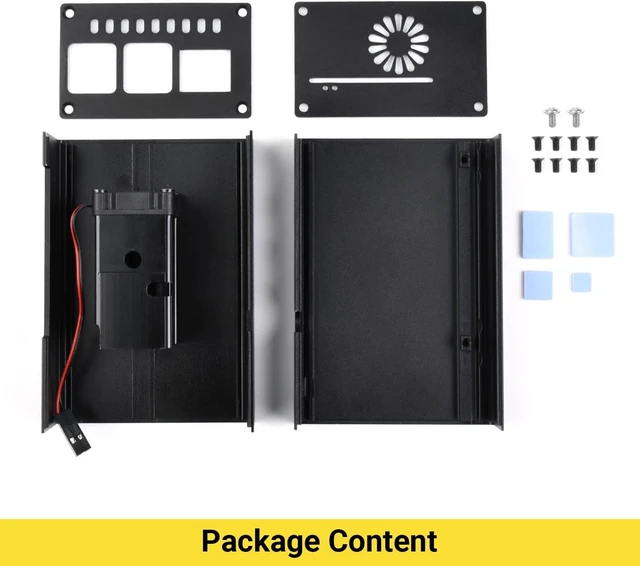 Alt view image 2 of 7 - Waveshare Stripe Aluminum Cooling Case for Raspberry Pi 4 Built-in Active Radiator with Fins