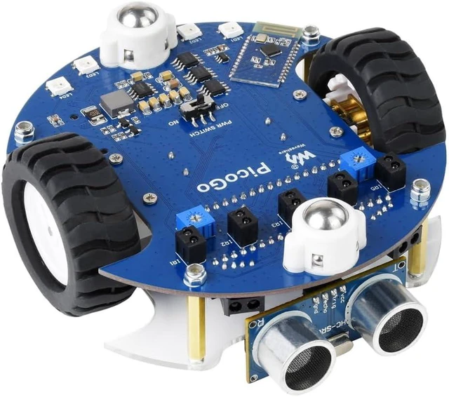 Main image of Waveshare Unassembled PicoGo Mobile Robot Compatible with Raspberry Pi Pico(pre-soldered Header) Self Driving Remote Control Integrates Colorful RGB LED and More