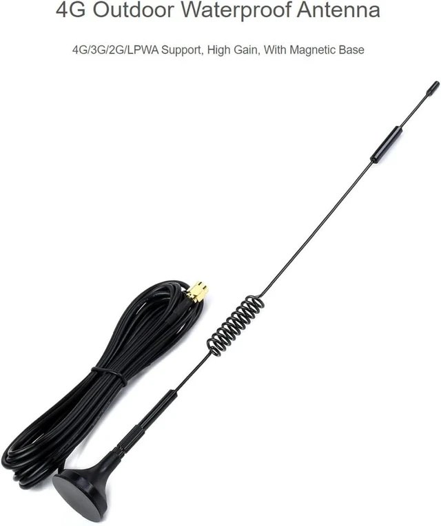 Alt view image 2 of 4 - Waveshare 4G High Gain SMA Antenna for Outdoor Condition Supports 4G/3G/2G/LPWA Waterproof and Magnetic Base