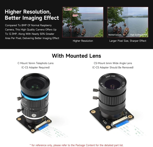 Alt view image 5 of 6 - waveshare HQ Camera for Raspberry Pi Compute Module/Jetson Nano with 12.3MP IMX477 Sensor High Sensitivity Supports C- and CS-Mount Lenses