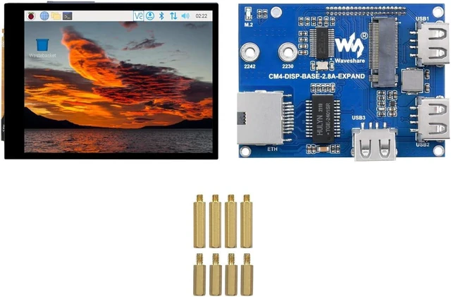 Main image of Waveshare 2.8 Touch Screen Expansion for Raspberry Pi Compute Module 4 480 × 640 Pixels with Optical Bonding Display Giga-bit Ethernet USB2.0 Include Interface Expander