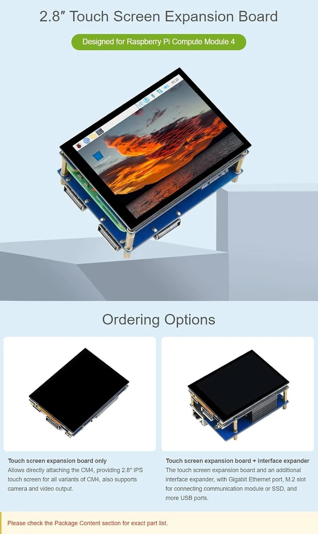 Alt view image 3 of 7 - Waveshare 2.8 Touch Screen Expansion for Raspberry Pi Compute Module 4 480 × 640 Pixels with Optical Bonding Display Giga-bit Ethernet USB2.0 Include Interface Expander