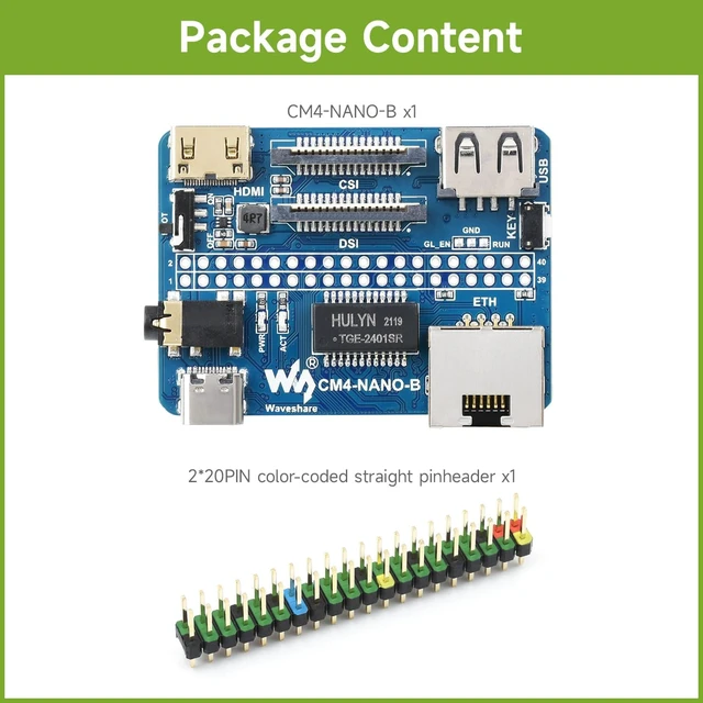 Alt view image 2 of 7 - Waveshare Nano Base Board (B) for Raspberry Pi Compute Module 4 Same Size as CM4 Standard CM4 Socket 40PIN GPIO Giga-bit Ethernet USB2.0 DSI CSI 3.5mm Audio Jack