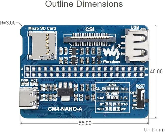 Alt view image 5 of 5 - Waveshare Nano Base Board (A) for Raspberry Pi Compute Module 4 Same Size as The CM4 Base Board for Compute Module 4 Lite/eMMC