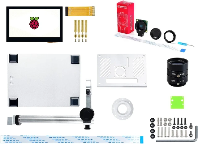 Alt view image 2 of 7 - Waveshare Compatible with Raspberry Pi PI4b-4GB Microscope Kit 12MP Visual Magnification Microscope Screen Bracket Without PI4b-4GB (8 Items)