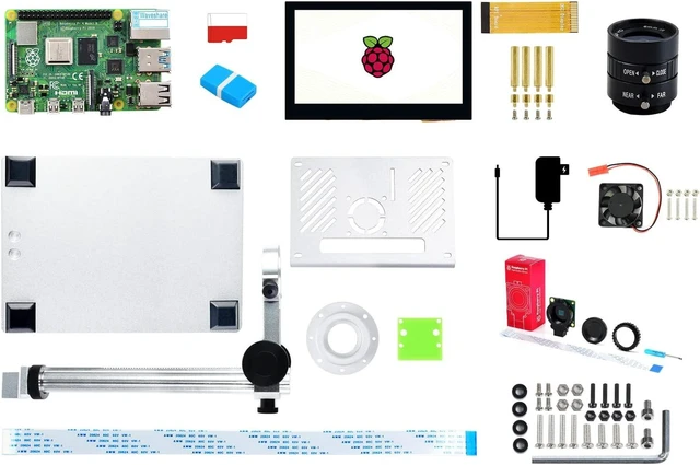 Alt view image 2 of 7 - Waveshare Compatible with Raspberry Pi Microscope Kit 12MP Visual Magnification Microscope Screen Bracket with PI4b-4GB and Accessories (9 items)
