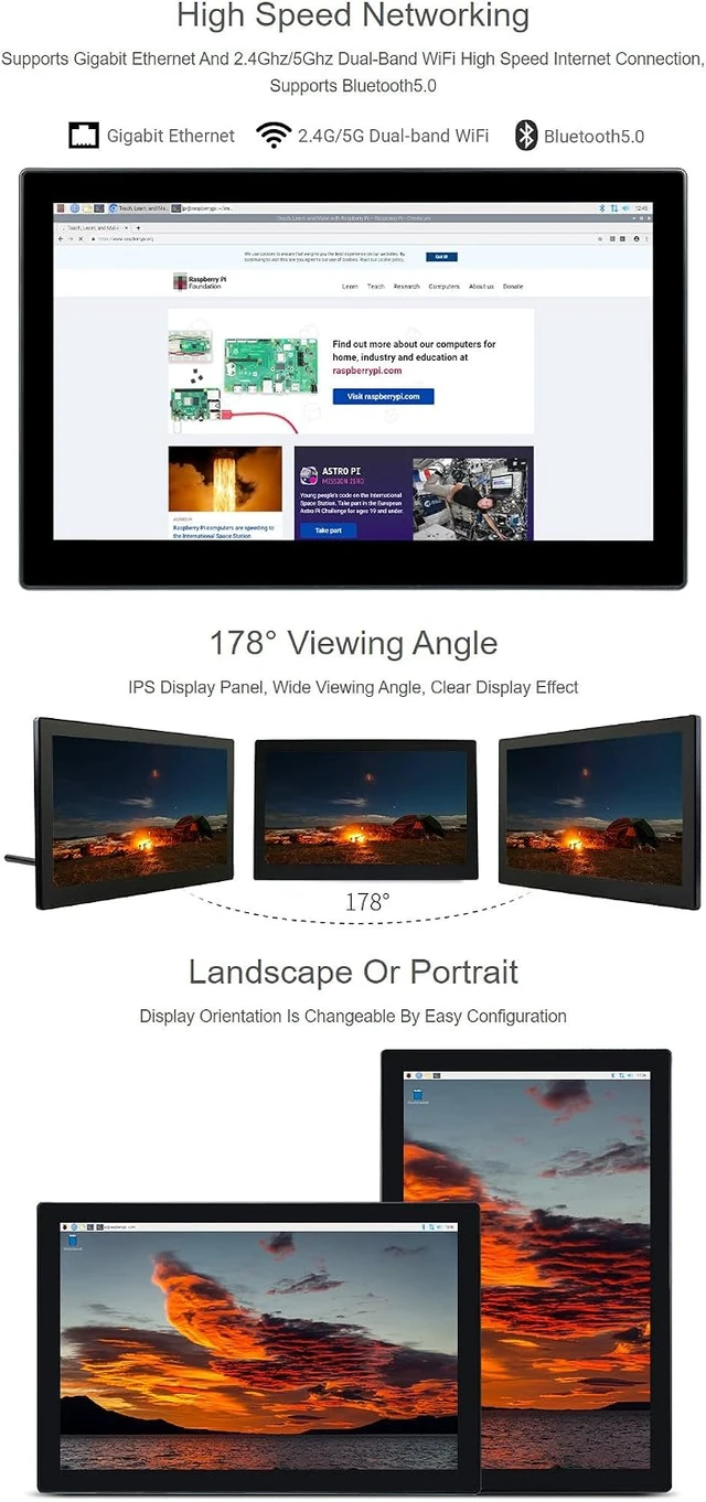 Alt view image 6 of 7 - waveshare Mini-Computer Powered by Compatible with Raspberry Pi CM4 13.3inch HD Touch Screen with USB/ETH Ports with Powerful Raspberry Pi CM4 (CM4104000) Inside