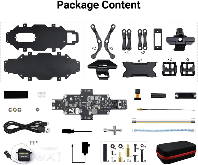 Alt view image 2 of 7 - Waveshare WAVEGO 12-DOF Bionic Dog-Like Robot Open Source for ESP32 and PI4B Facial Recognition Color Tracking Motion Detection Basic Kit (19 Items)