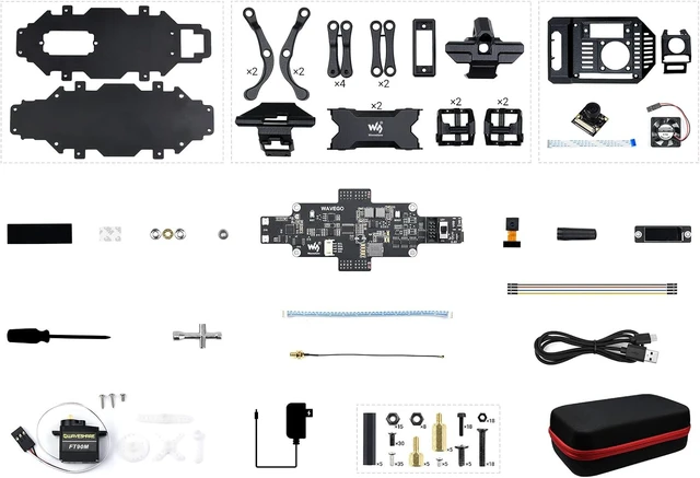 Alt view image 2 of 7 - Waveshare WAVEGO 12-DOF Bionic Dog-Like Robot Open Source for ESP32 and PI4B Facial Recognition Color Tracking Motion Detection with Raspberry Pi Extension Holder (22 Items)
