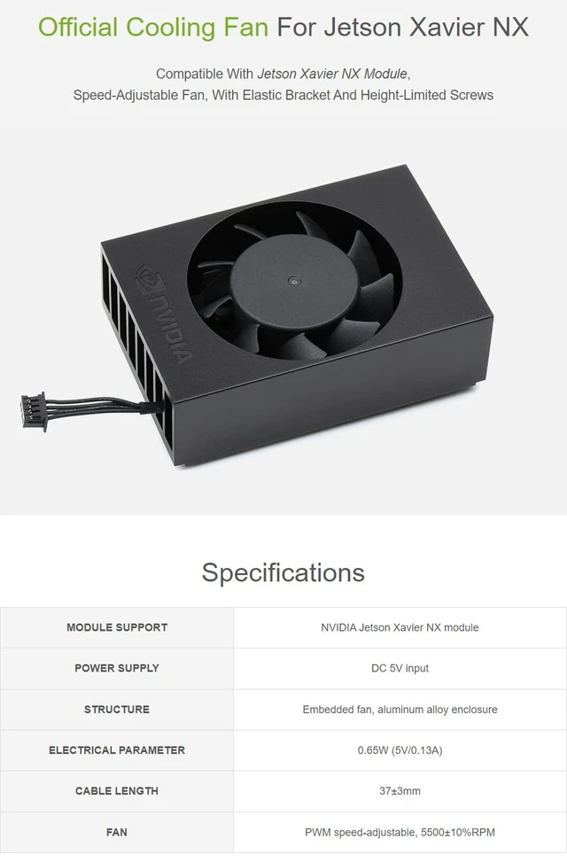 Alt view image 5 of 7 - Waveshare Official Cooling Fan Compatible with Jetson Xavier NX Module Speed-Adjustable Fan with Elastic Bracket and Height-Limited Screws Fan Only