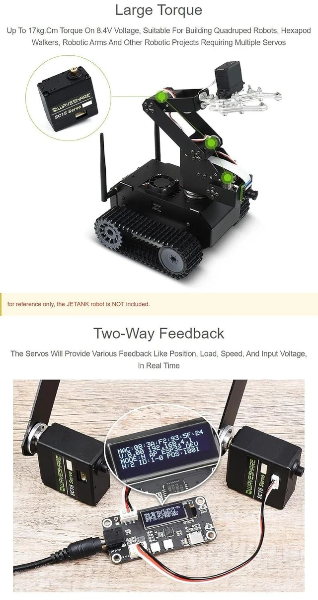 Alt view image 4 of 6 - Waveshare SC15 17kg Large Torque Programmable Serial Bus Servo 17kg.cm Large Torque