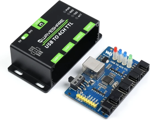 Alt view image 2 of 7 - Waveshare Industrial USB to 4CH TTL Converter USB to UART with Multi Protection Circuits Multi Systems Support