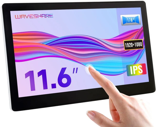 Main image of waveshare 11.6inch Capacitive Touch Screen LCD with Case Compatible with Raspberry Pi 4B/3B+/3A+/2B/B+/A+/Zero/Zero W/WH/Zero 2W CM3+/4 1920×1080 Resolution HDMI IPS Supports Jetson Nano/Windows