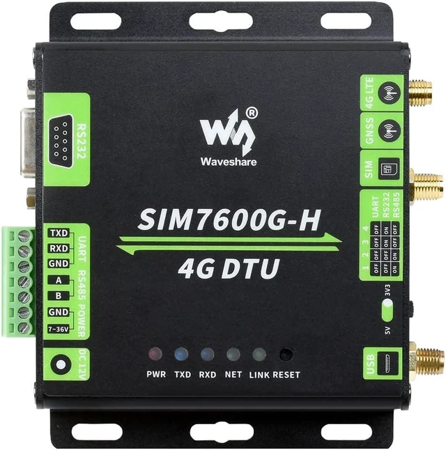 Main image of Waveshare Industrial Grade SIM7600G-H 4G DTU USB UART/RS232/RS485 Multi Interfaces Communication LTE Global Band Support