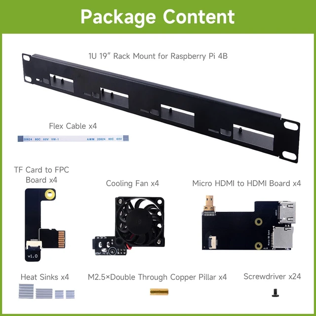 Alt view image 2 of 7 - Waveshare 1U Rack Kit for Raspberry Pi 4 19 Rackmount Up to 4 Units Specifically Designed to House Raspberry Pi 4B Board