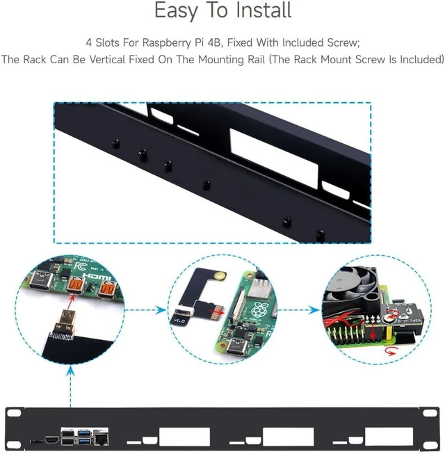 Alt view image 5 of 7 - Waveshare 1U Rack Kit for Raspberry Pi 4 19 Rackmount Up to 4 Units Specifically Designed to House Raspberry Pi 4B Board