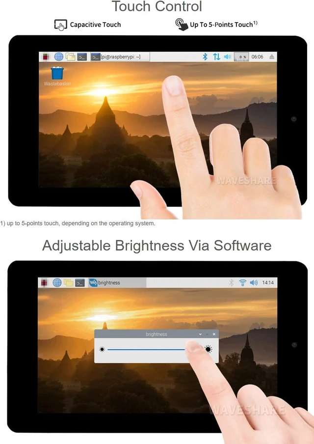 Alt view image 6 of 7 - Waveshare 7inch Capacitive Touch Display Compatible with Raspberry Pi 4B/3B+/3A+/3B/2B/B+/A+/CM3/3+/4 with 5MP Front Camera 800×480 Resolution DSI Interface