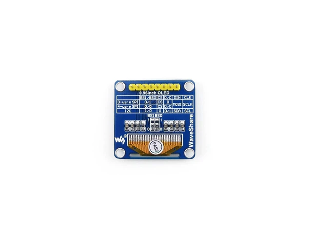 Alt view image 2 of 4 - Waveshare 0.96inch OLED SPI/I2C Interfaces with Straight/Vertical Pinheader 1/4 Yellow Section 3/4 Blue Compatible with Raspberry Pi/Jetson Nano