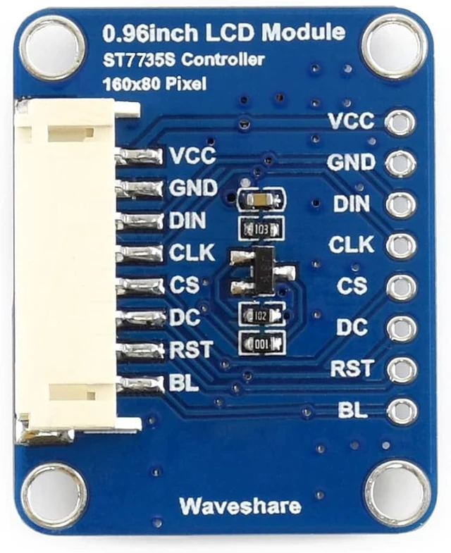 Alt view image 2 of 3 - waveshare 0.96inch LCD Display Module IPS Screen 160x80 HD Resolution with Embedded Controller Communicating via SPI Interface Compatible with Raspberry Pi/Jetson Nano/STM32