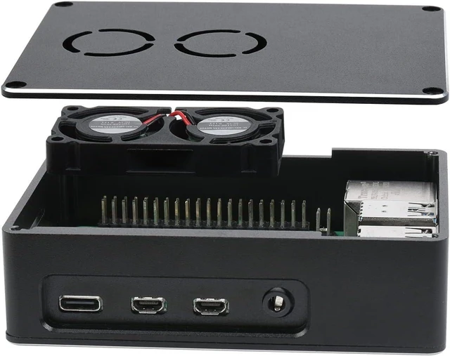 Main image of Waveshare Dual Fan Case for Raspberry Pi 4 Dull-Polish Surface Sleek Chamfer Design with Dual Cooling Fan