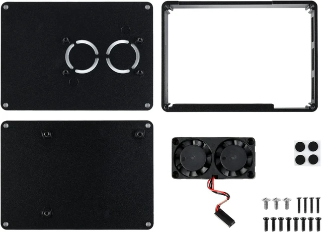 Alt view image 2 of 7 - Waveshare Dual Fan Case for Raspberry Pi 4 Dull-Polish Surface Sleek Chamfer Design with Dual Cooling Fan