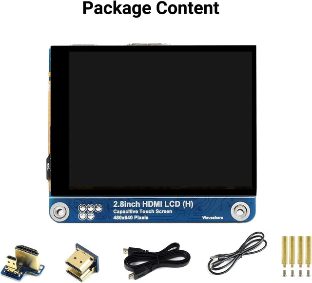 Alt view image 2 of 6 - waveshare 2.8inch HDMI IPS LCD Display, Compatible with Raspberry Pi 5/4B/3B/Zero/Zero W/Zero 2W/Pico/Pico W/Pico WH, 480×640 Resolution Supports Jerson Nano/Windows