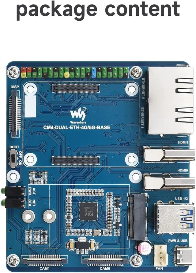 Alt view image 2 of 7 - Waveshare Dual Giga-bit Ethernet 5G/4G Base Board Designed for Raspberry Pi Compute Module 4