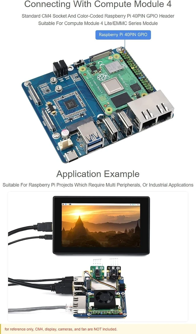 Alt view image 5 of 7 - Waveshare Dual Giga-bit Ethernet 5G/4G Base Board Designed for Raspberry Pi Compute Module 4