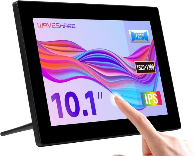 Main image of waveshare 10.1inch HD Capacitive Touch Screen LCD Compatible with Raspberry Pi 4B/3B+/3A+/2B/B+/A+/Zero/Zero W/WH/Zero 2W CM3+/4 1920×1200 Resolution HDMI IPS Supports Windows/Jetson Nano