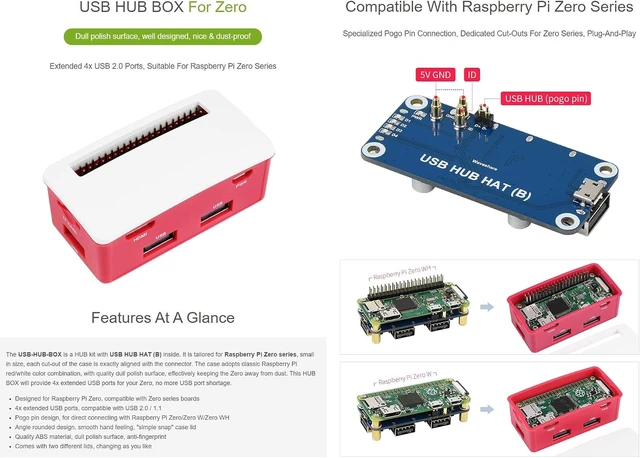 Alt view image 4 of 7 - Waveshare USB HUB Box for Raspberry Pi Zero Series 4X USB 2.0 Ports Suitable for Raspberry Pi Zero Series