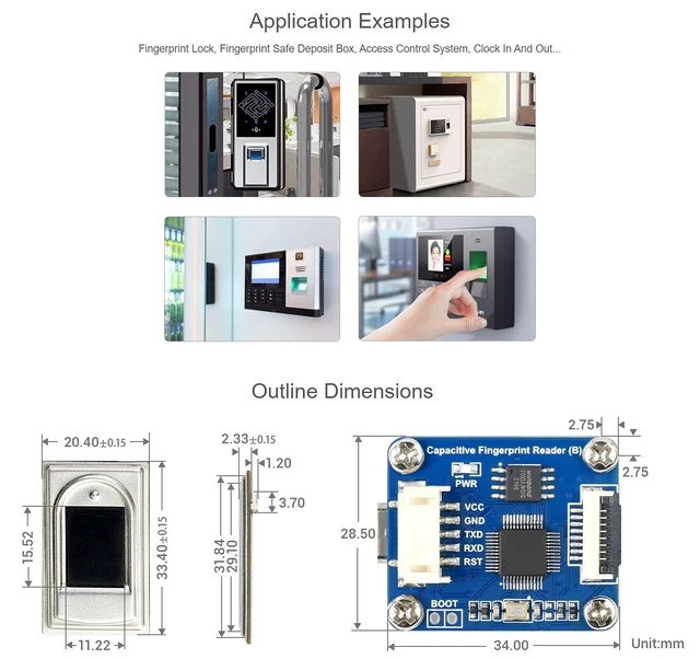 Alt view image 4 of 4 - Waveshare High Precision Capacitive Fingerprint Reader (B) UART/USB Dual Ports