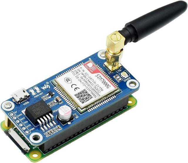 Alt view image 2 of 7 - Waveshare SIM7000G NB-IoT/Cat-M/Edge/GPRS HAT, Compatible with Raspberry Pi 5/4B/3B/Zero/Zero W/Zero 2W/Pico/Pico W/Pico WH, GNSS Positioning, Global Band Support