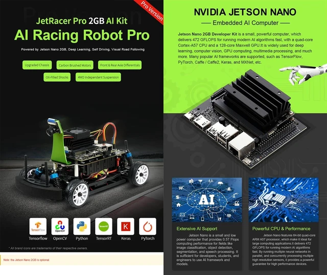 Alt view image 3 of 5 - Waveshare JetRacer Pro 2GB AI Kit High Speed AI Racing Robot Powered By Jetson Nano 2GB 15 Items (Not Include Jetson Nano 2GB Board)